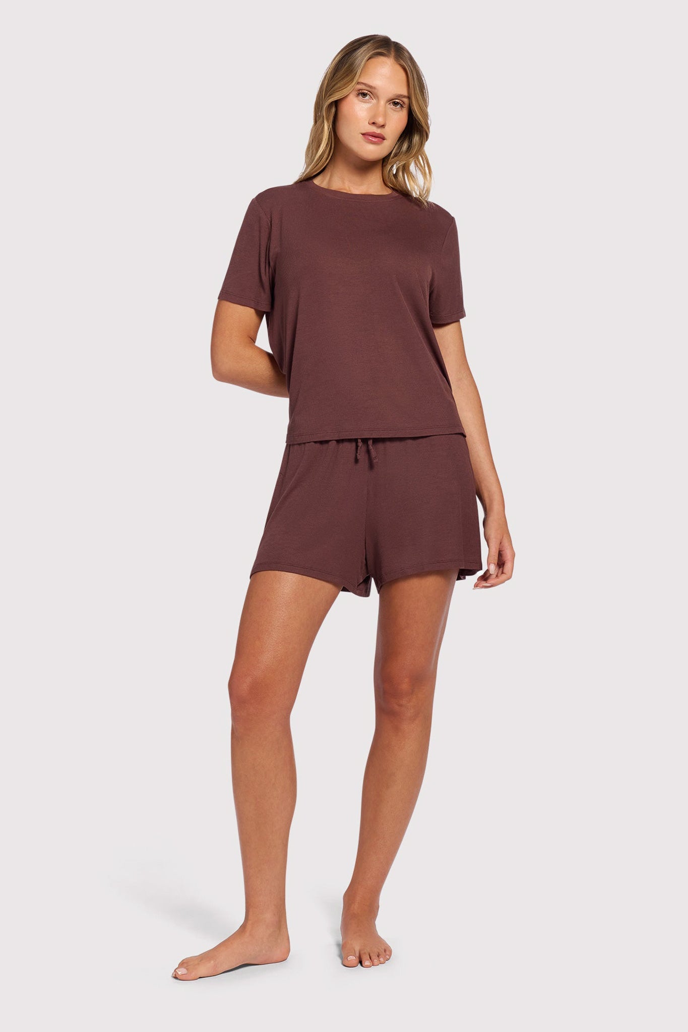 Ribbed Pajama Short Set | Coffee