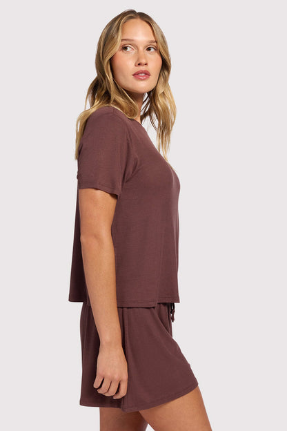 Ribbed Pajama Short Set | Coffee