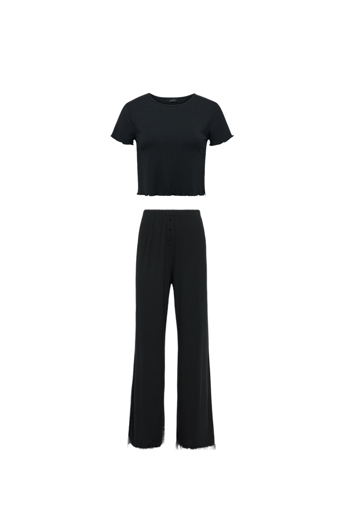 Mini Rib Pajama Set | Black