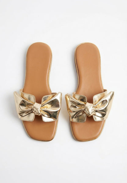 Belle Of The Bow Gold Embellished Sandals