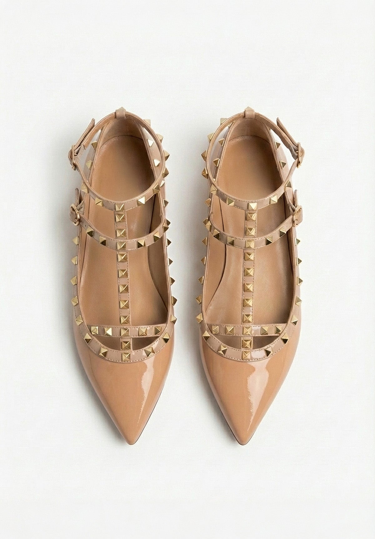 Classy Girl Blush Pink Studded Flat Ballet Shoes