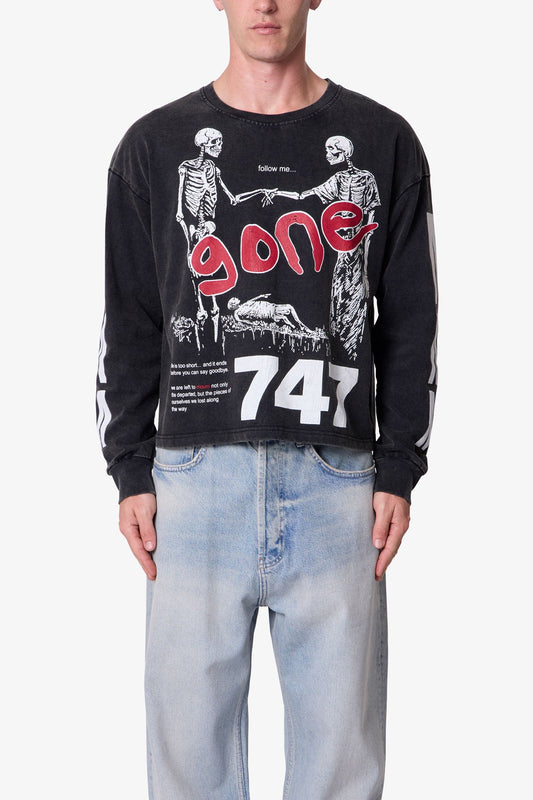 Gone Skeleton Print L/S Tee - Black