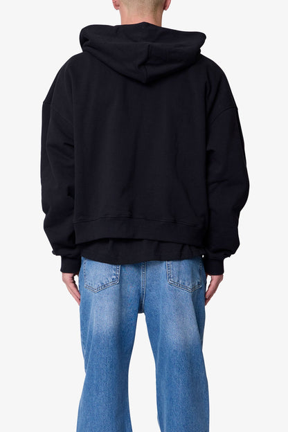 Heavy Basic Zip Up Hoodie - Black
