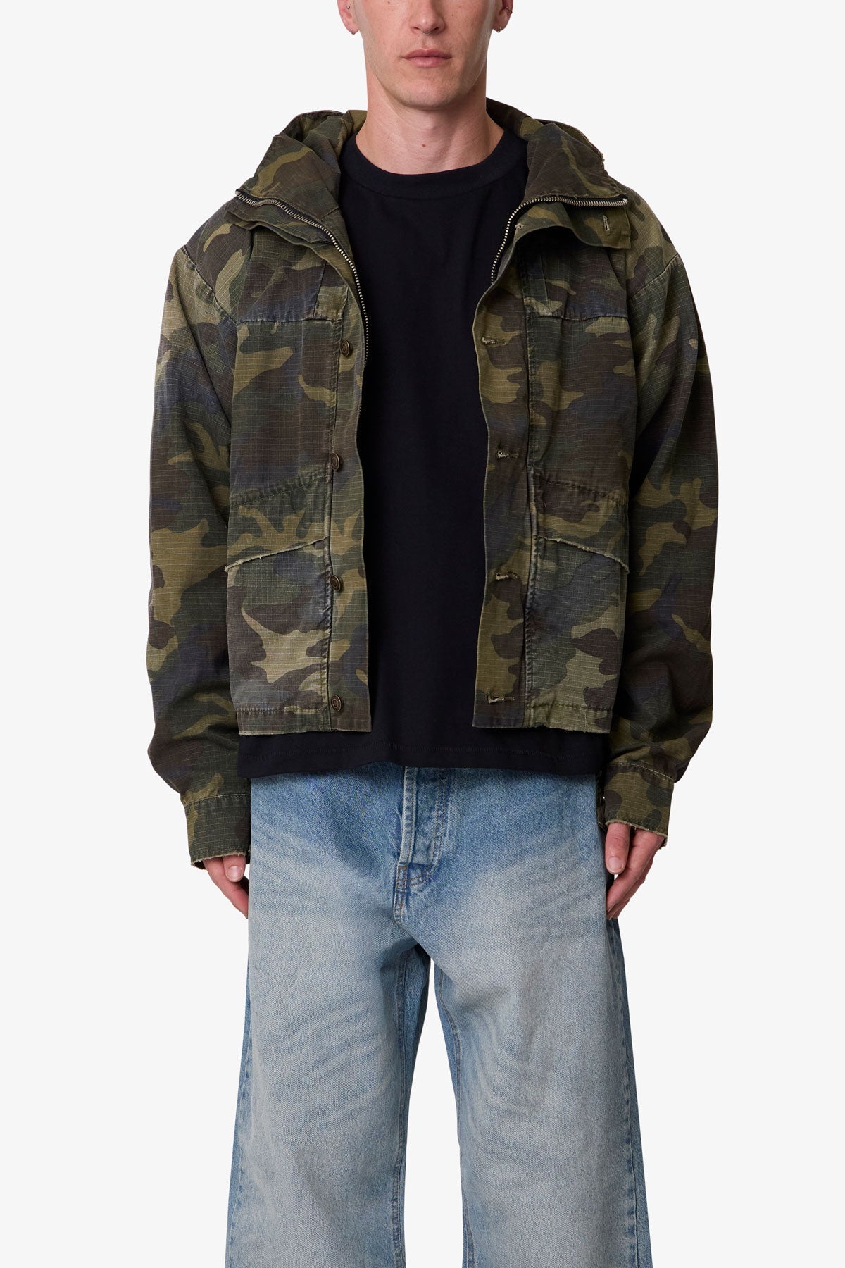 Hooded Sprayed Ripstop Jacket - Camo
