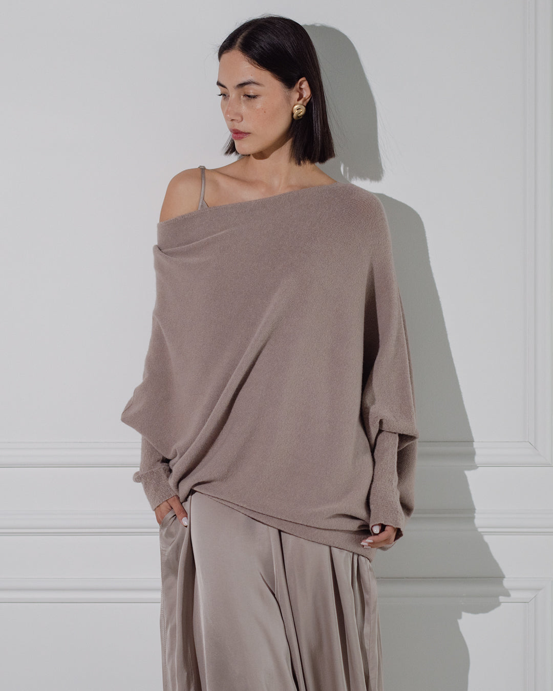 Asymmetric Draped | Mocha | Seamless Knit