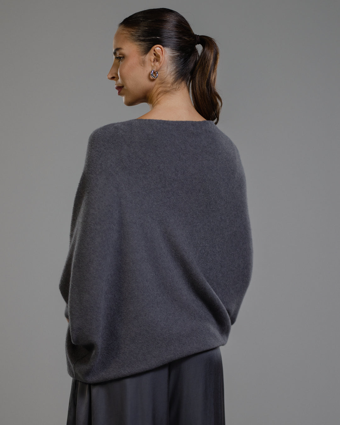 Asymmetric Draped | Charcoal | Seamless Knit