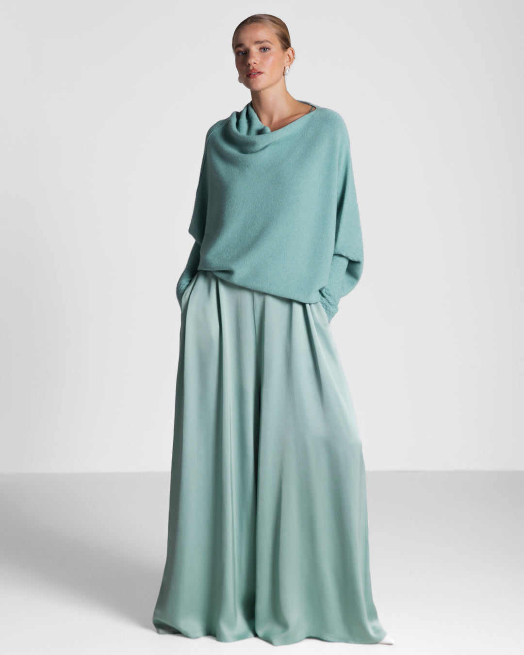 Audrey Satin Jumpsuit | Mint