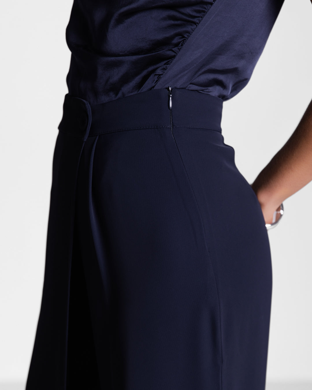 Ophelia Asymmetric Wrap Trousers | Navy