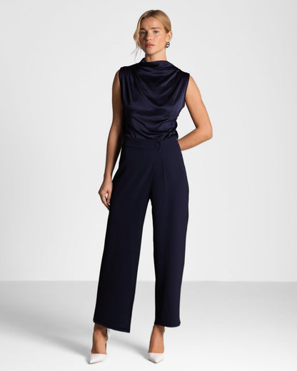 Ophelia Asymmetric Wrap Trousers | Navy