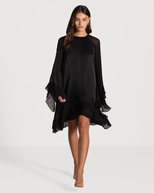 Estelle Ruffle Midi Dress | Black