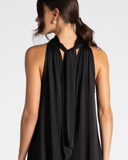 Ruby Satin Halterneck Dress | Black