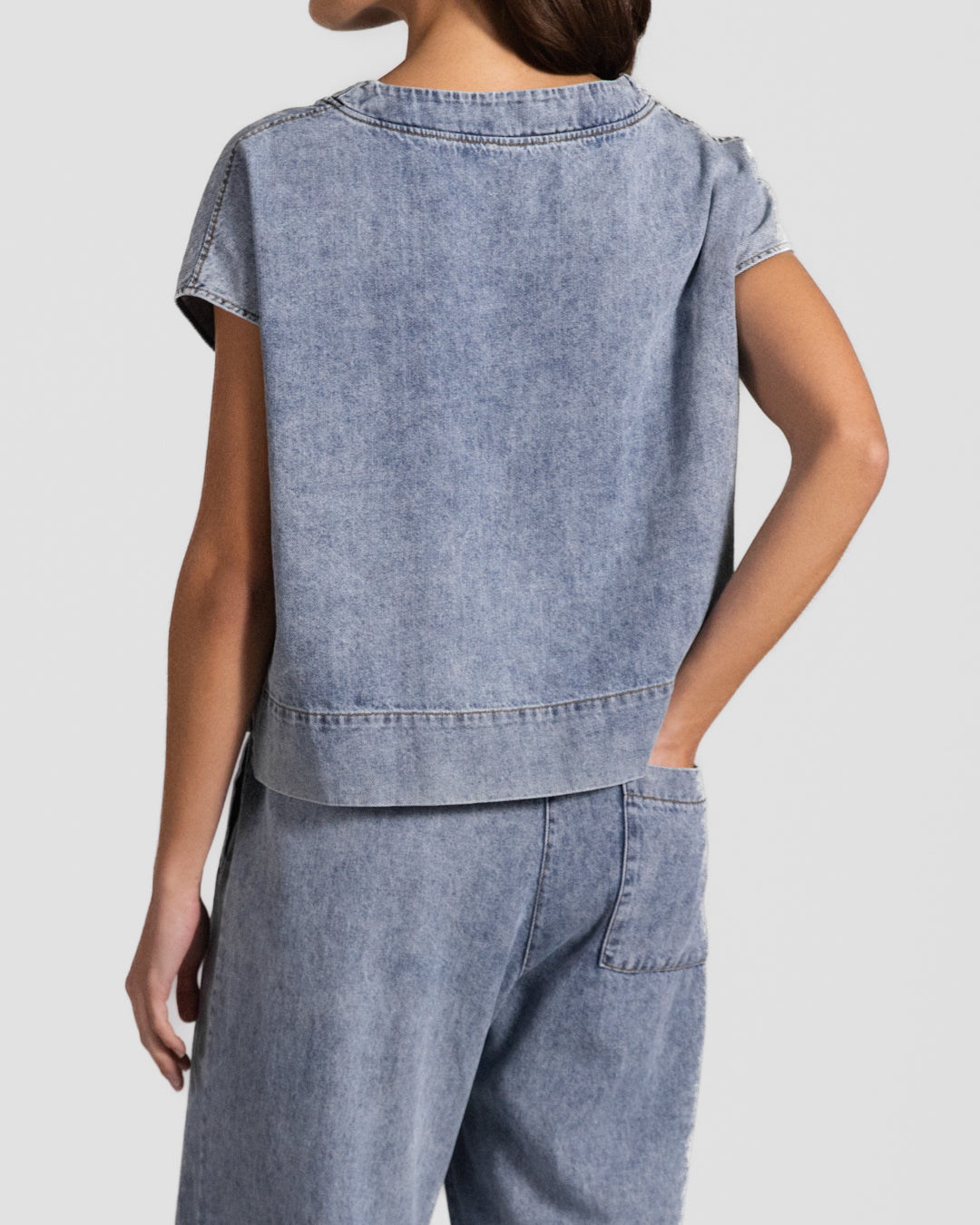 Brooke Boxy Top | Denim Blue