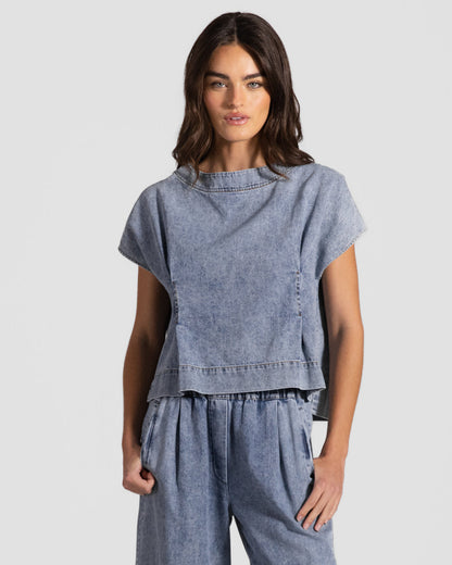 Brooke Boxy Top | Denim Blue