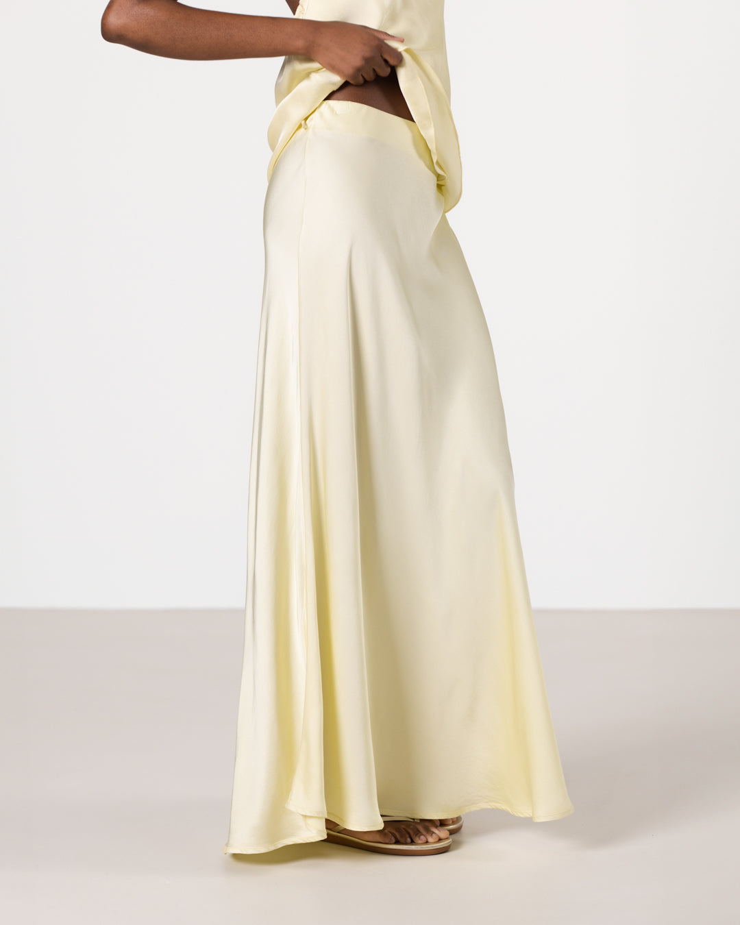 Lexi Satin Maxi Skirt | Butter Yellow