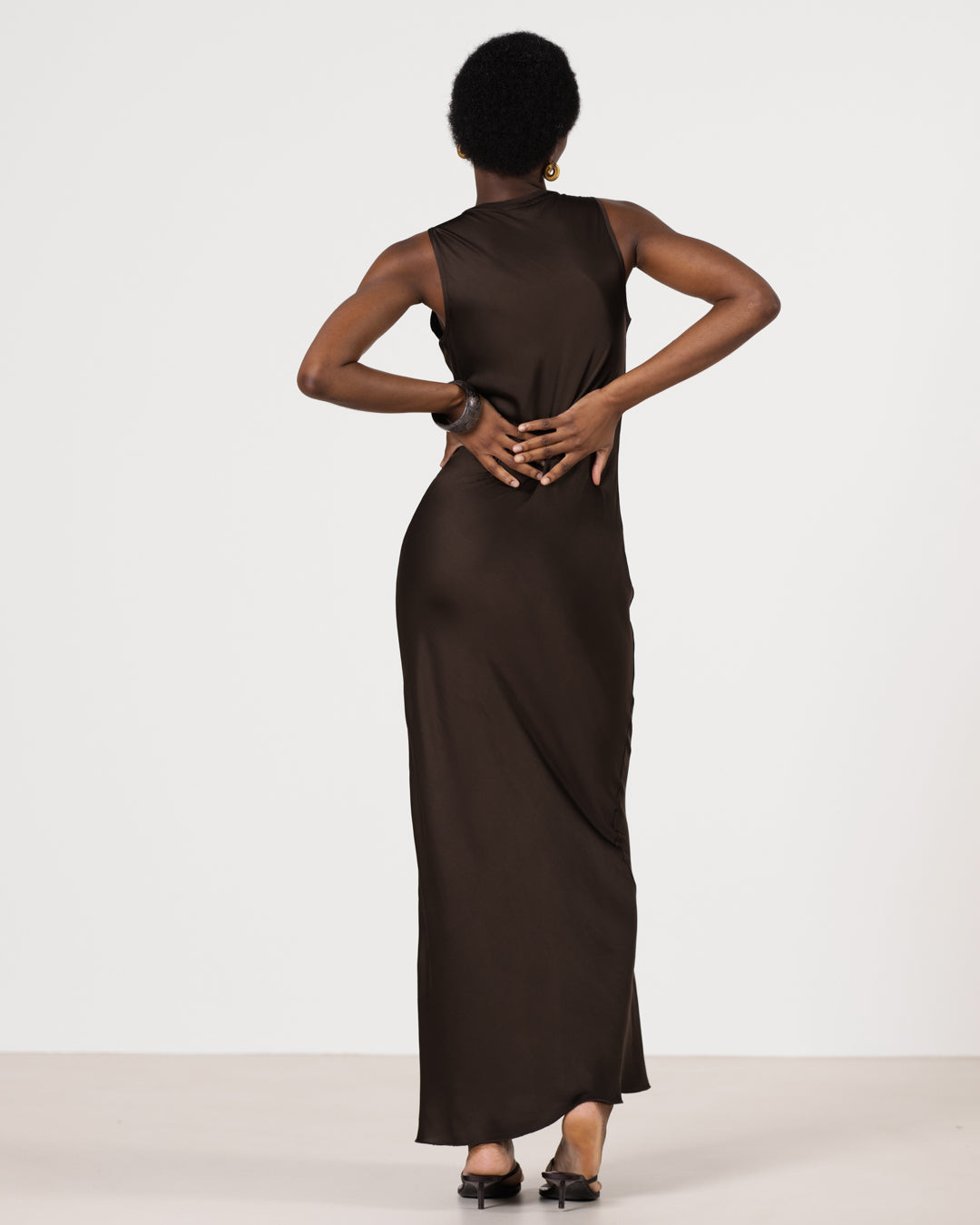 Sabrina Sleeveless Satin Maxi Dress | Cocoa Soleil