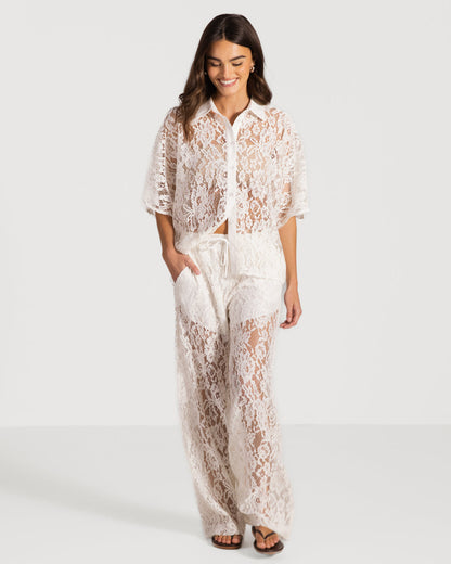 Roxie Lace Shirt | White