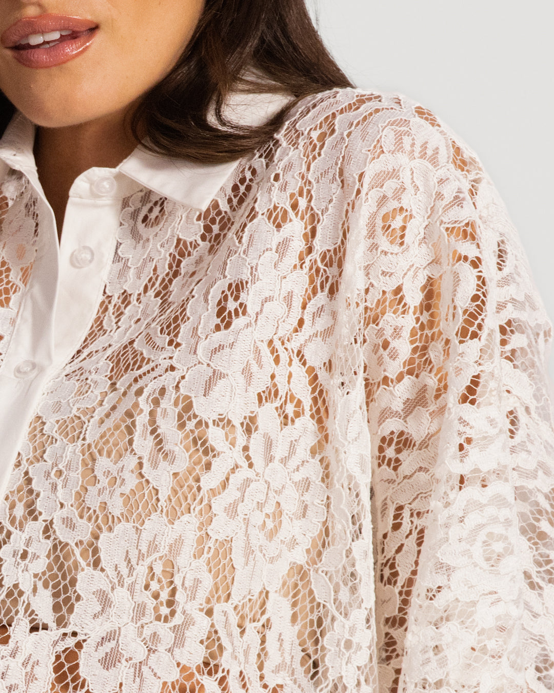 Roxie Lace Shirt | White