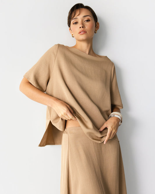 Esther Boxy Tee | Beige