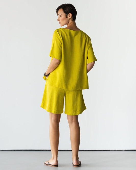 Penny Elastic Waist Shorts | Lime