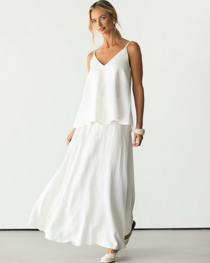 Willa Elastic Waist Skirt | White