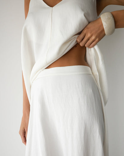 Willa Elastic Waist Skirt | White