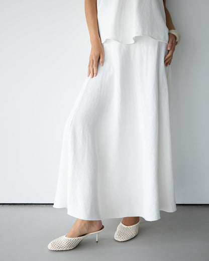 Willa Elastic Waist Skirt | White