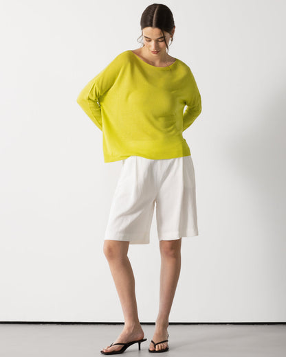Amelie Lightweight Linen Top | Lime