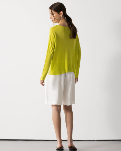 Amelie Lightweight Linen Top | Lime