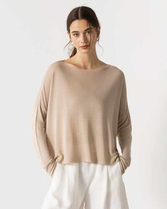 Amelie Lightweight Linen Top | Taupe