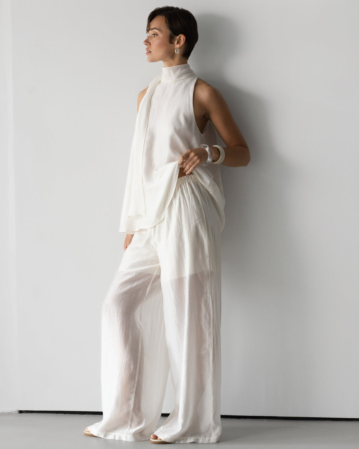 Clotilde Lightweight Elastic Waist Pants | Ivory