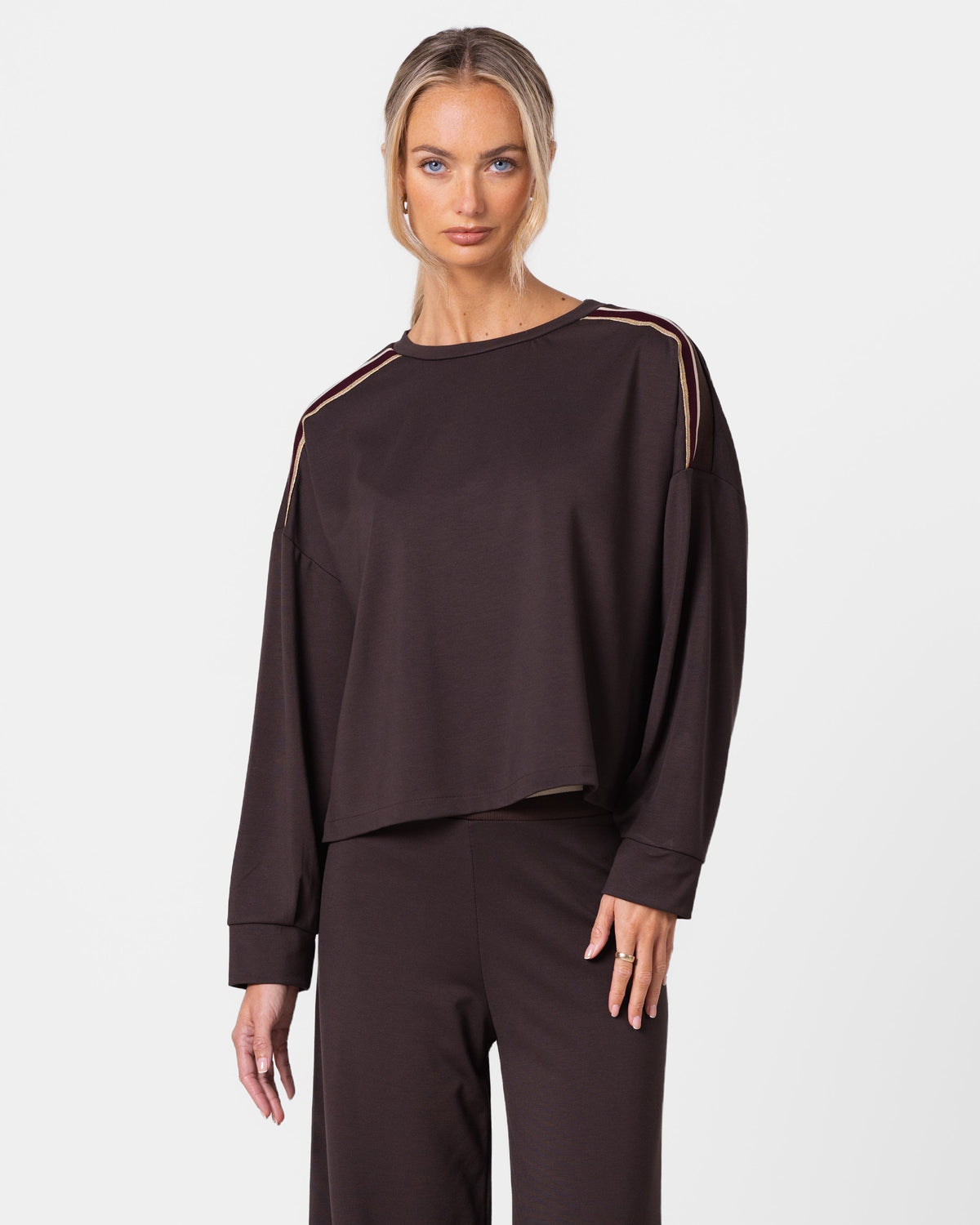 Yumi Striped Top | Chocolate Brown