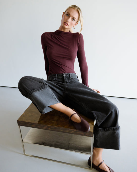 Lucia Featherweight High Neck Top | Amethyst Plum | Modal-Cashmere