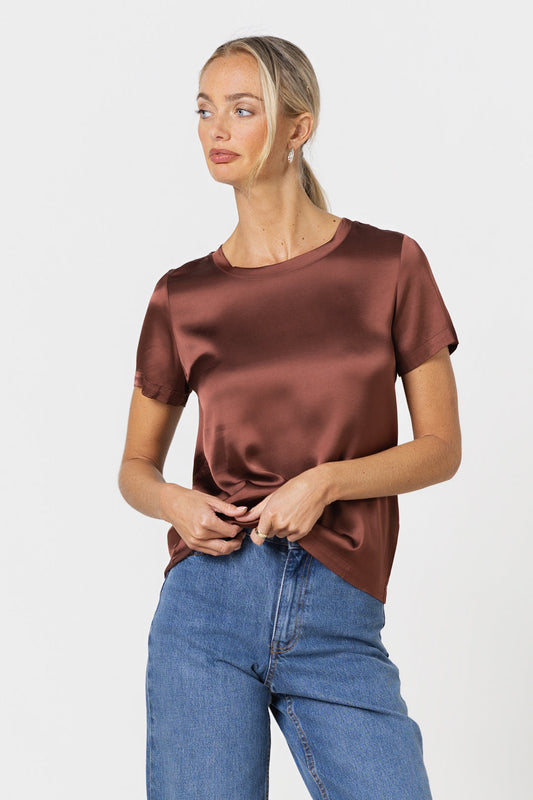 Matilda Satin T-Shirt | Auburn