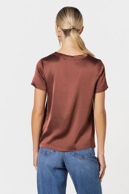 Matilda Satin T-Shirt | Auburn