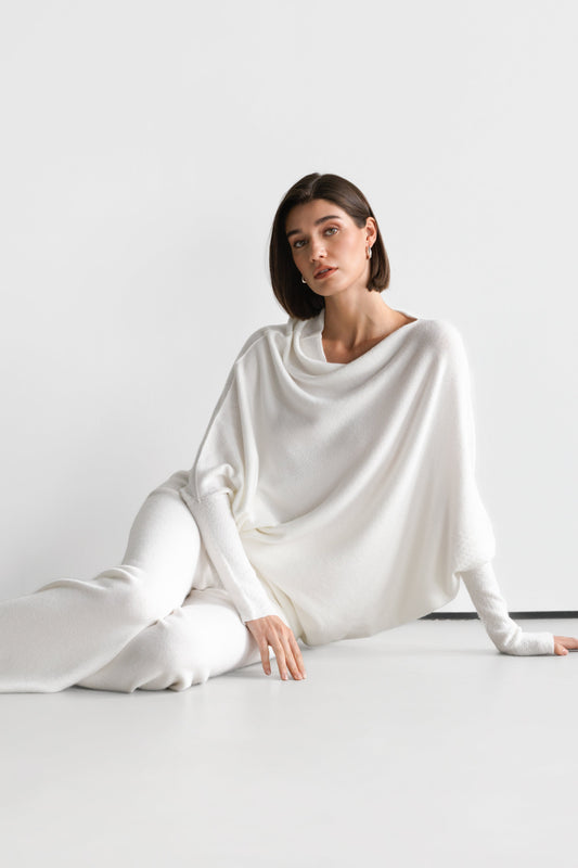 Asymmetric Draped | Ivory | Seamless Knit