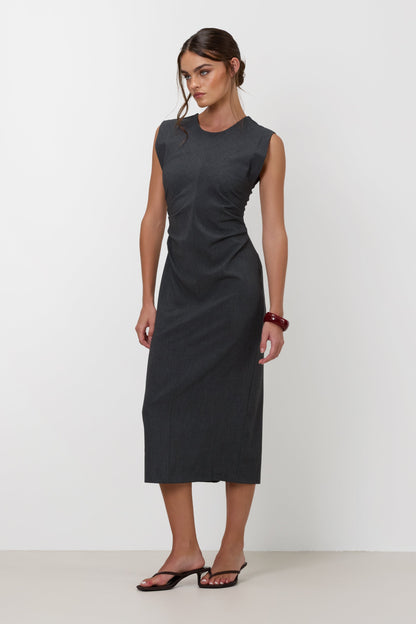 Neve Ruched Dress | Dark Grey Melange