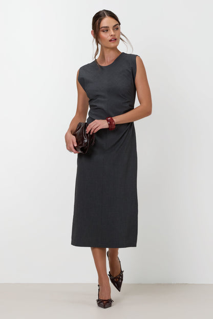 Neve Ruched Dress | Dark Grey Melange