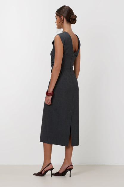 Neve Ruched Dress | Dark Grey Melange
