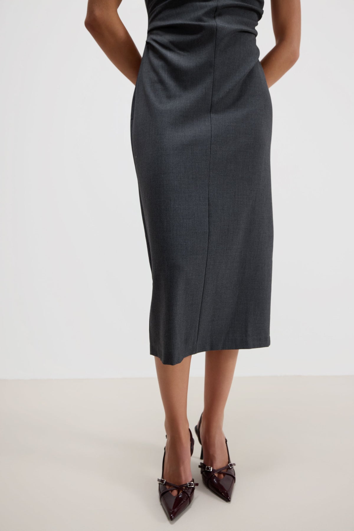 Neve Ruched Dress | Dark Grey Melange