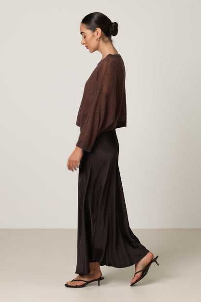 Willow Boxy Sheer Sweater | Espresso Brown | Alpaca Blend