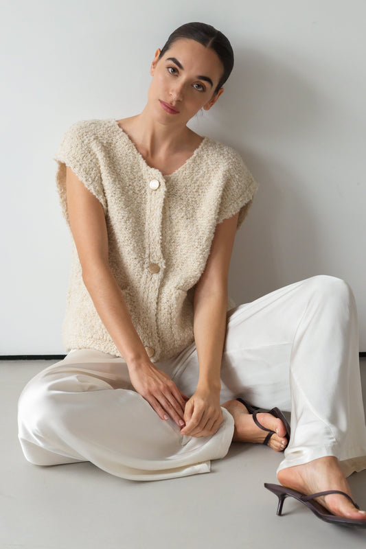Josie Knitted Gilet | Light Beige