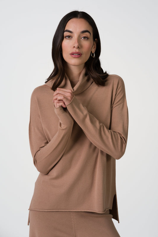 Kaia Roll Neck | Chestnut Brown | Fine Knit