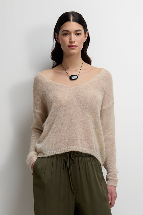 Rue Sheer Sweater | Beige | Alpaca Blend