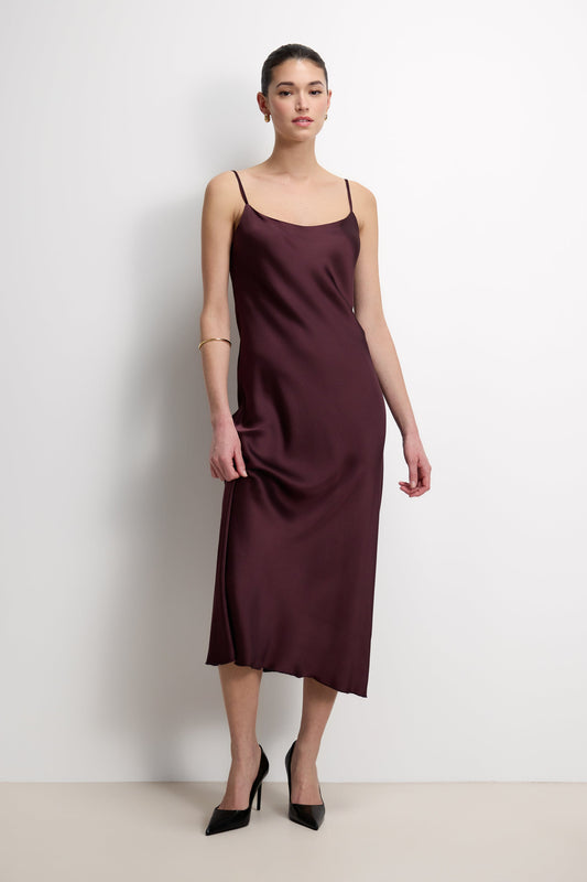 Vionne Strappy Satin Dress | Amethyst Plum