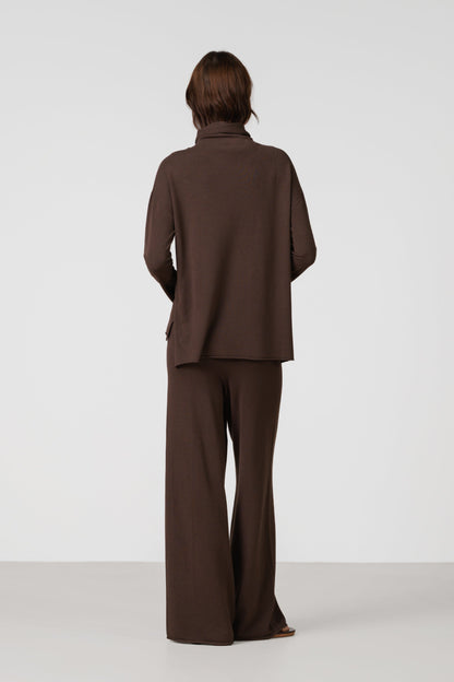 Kaia Roll Neck | Chocolate Brown | Fine Knit