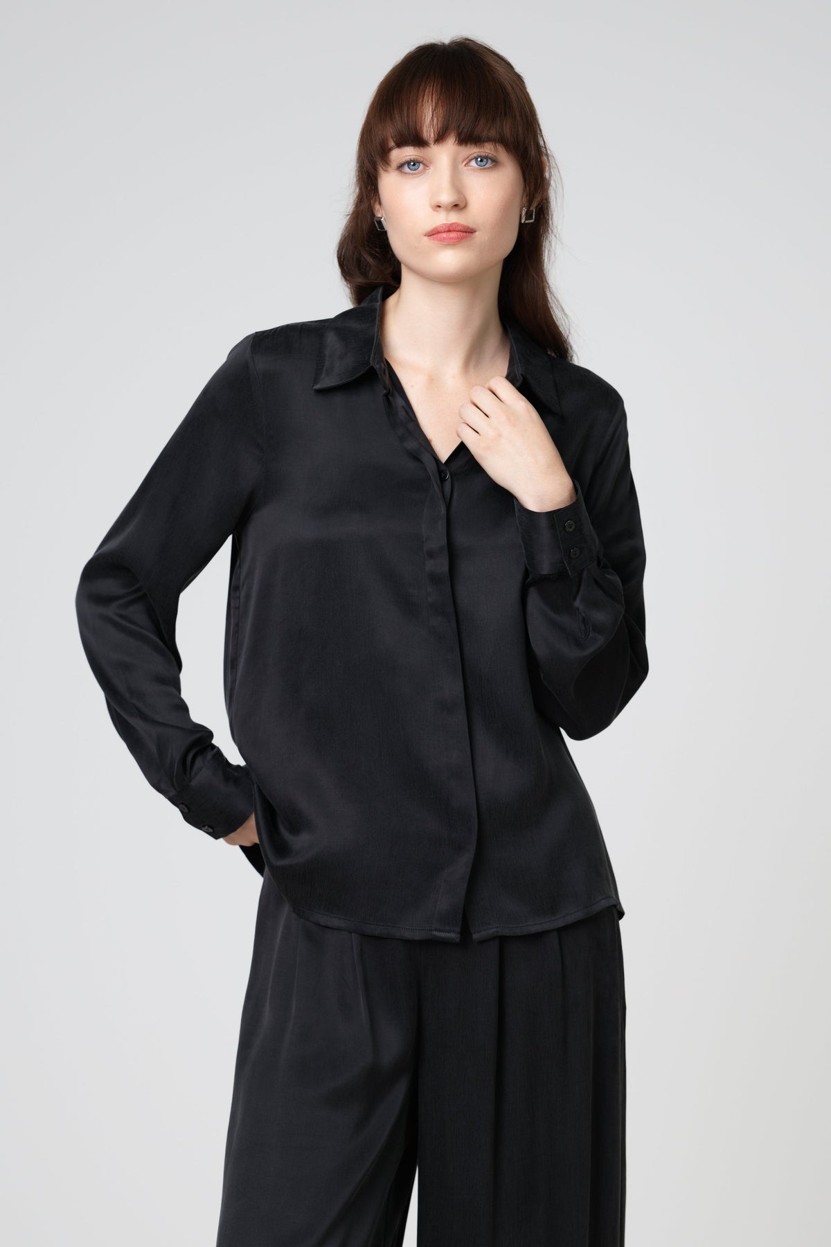 Tabitha Cupro Shirt | Black