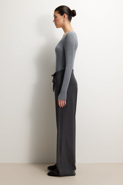Mae Featherweight Boatneck Top | Grey Melange | Modal-Cashmere