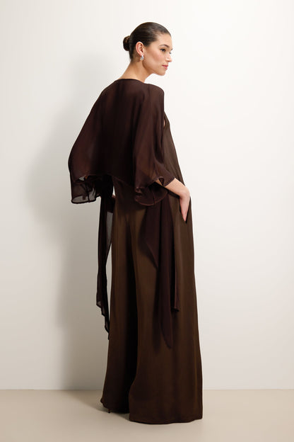 Brienne Lightweight Cape | Espresso Brown