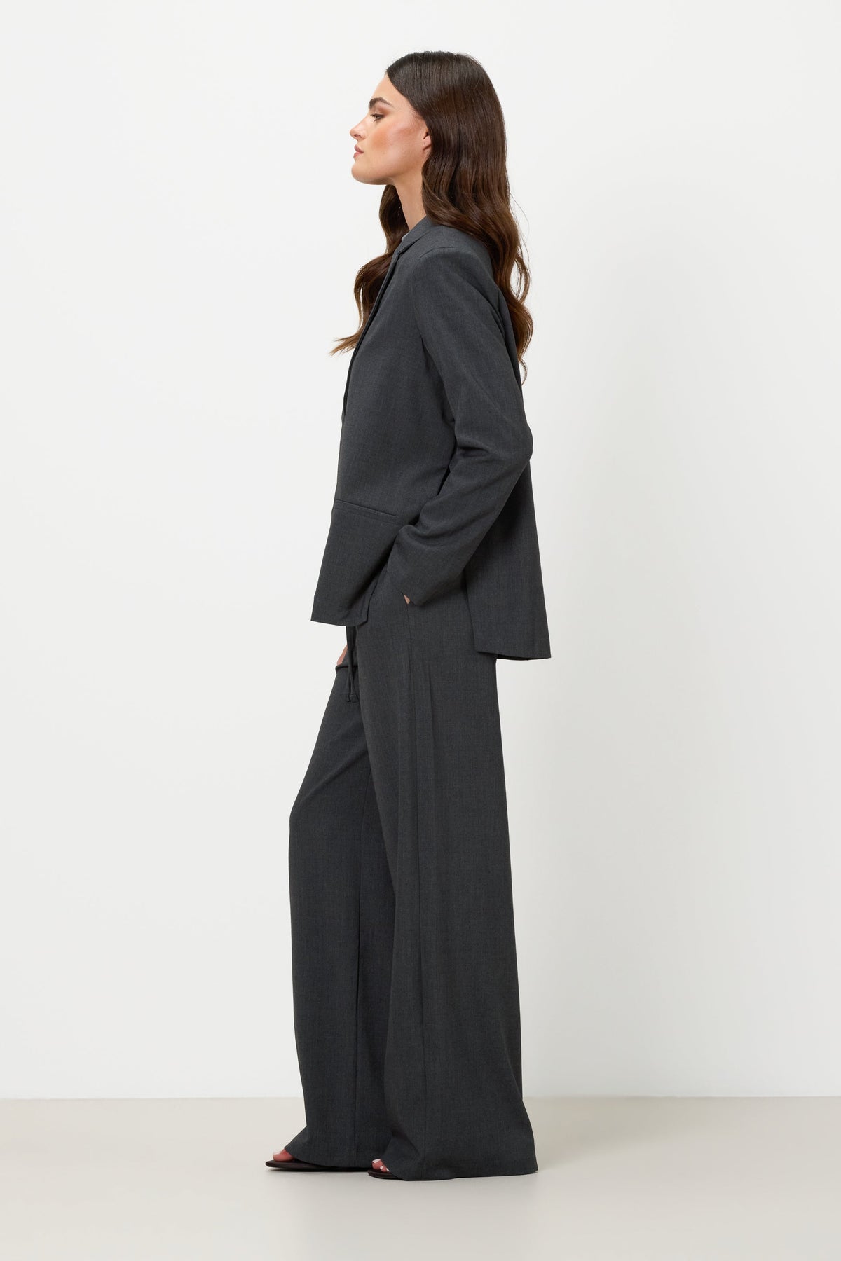 Neve Drawstring Trousers | Dark Grey Melange