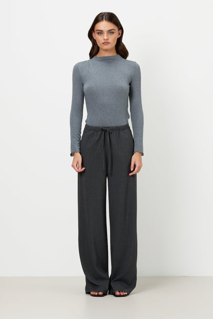 Neve Drawstring Trousers | Dark Grey Melange